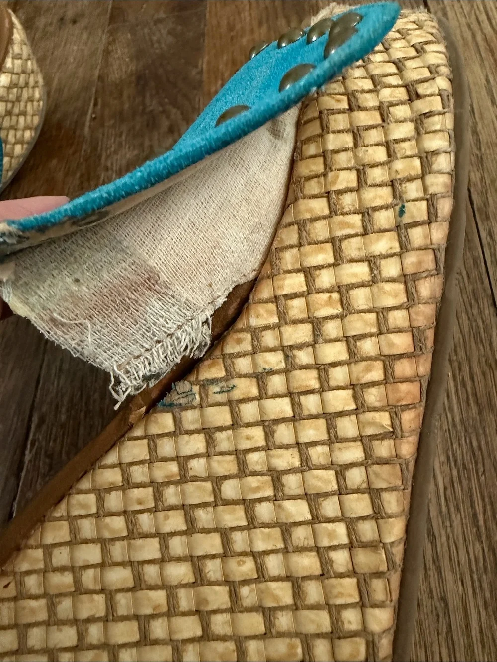 Coconuts by Matisse Turquoise Suede Studded Wedge Mules